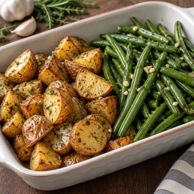 Herb Roasted Potatoes & Green Beans